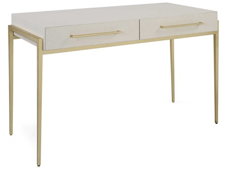Uttermost Jewel White Faux Shagreen Gold Leaf Secretary Desk