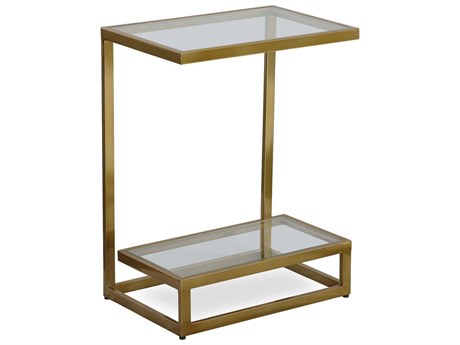 Uttermost Musing Rectangular Glass Brushed Brass End Table