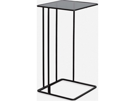 Uttermost Cadmus Square Glass Brushed Black End Table