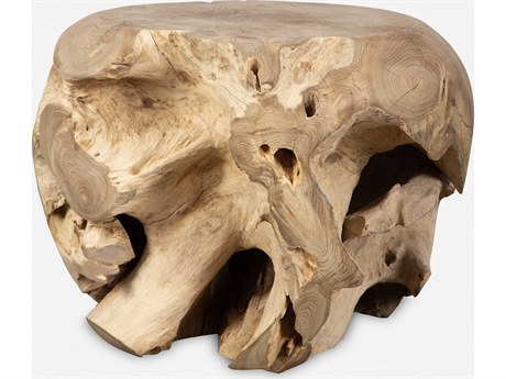 Uttermost Sola Handcrafted Teak Wood Natural Bleached End Table