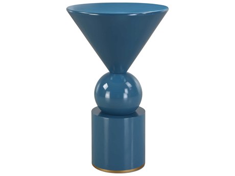 Uttermost Trig Round Metal Blue End Table