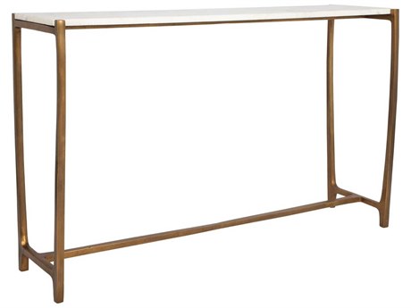Uttermost Affinity Rectangular Marble Antique Gold Console Table