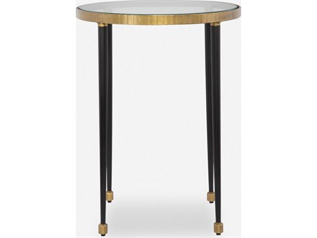Uttermost Stiletto Round Glass Antique Gold End Table