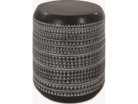Uttermost Cutting Edge Tribal Round Resin Chalk Black End Table