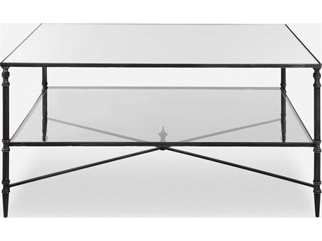 Uttermost Henzler Rectangular Glass Black Silver Coffee Table