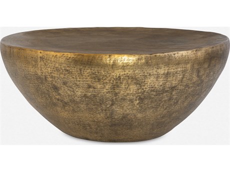 Uttermost Gilded Dome Round Metal Antique Gold Coffee Table