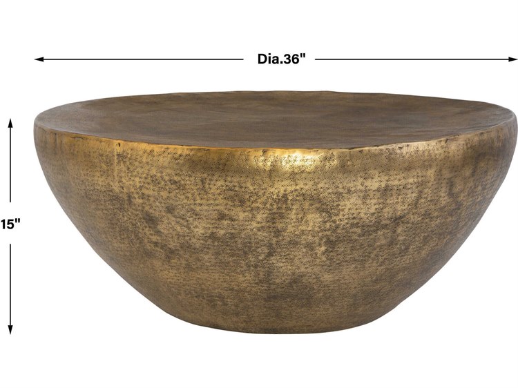Uttermost Gilded Dome Round Metal Antique Gold Coffee Table UT22990