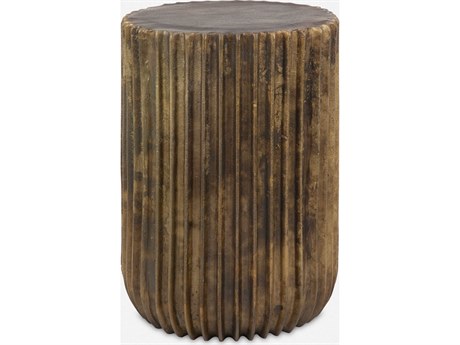 Uttermost Peaks Round Metal Antique Gold End Table