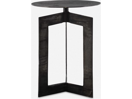 Uttermost Deltoid Round Gunmetal End Table
