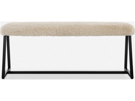 Uttermost Taupo Toasty Beige Matte Black Upholstered Accent Bench