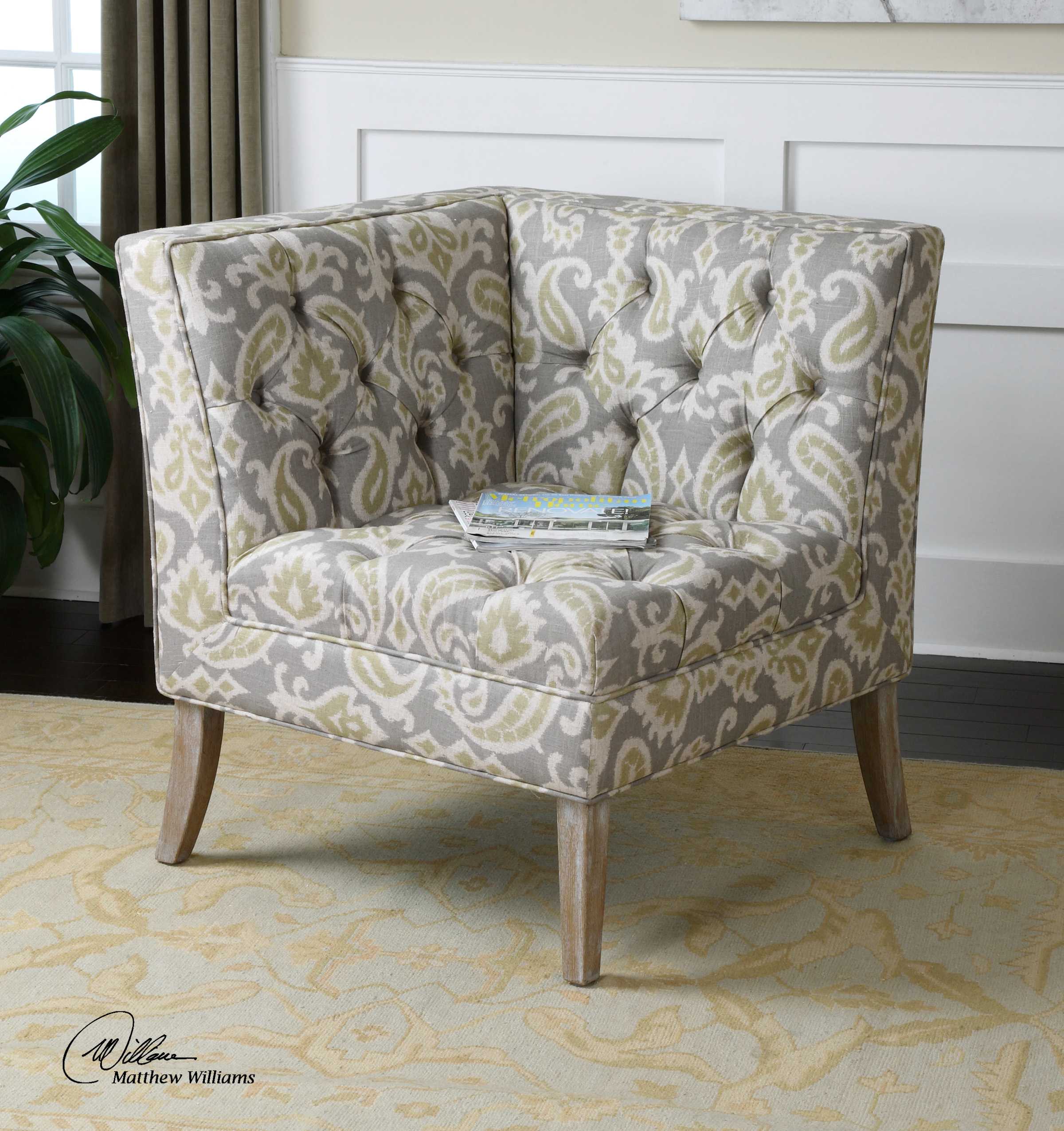 Uttermost Meliso Tufted Corner Accent Chair UT23167