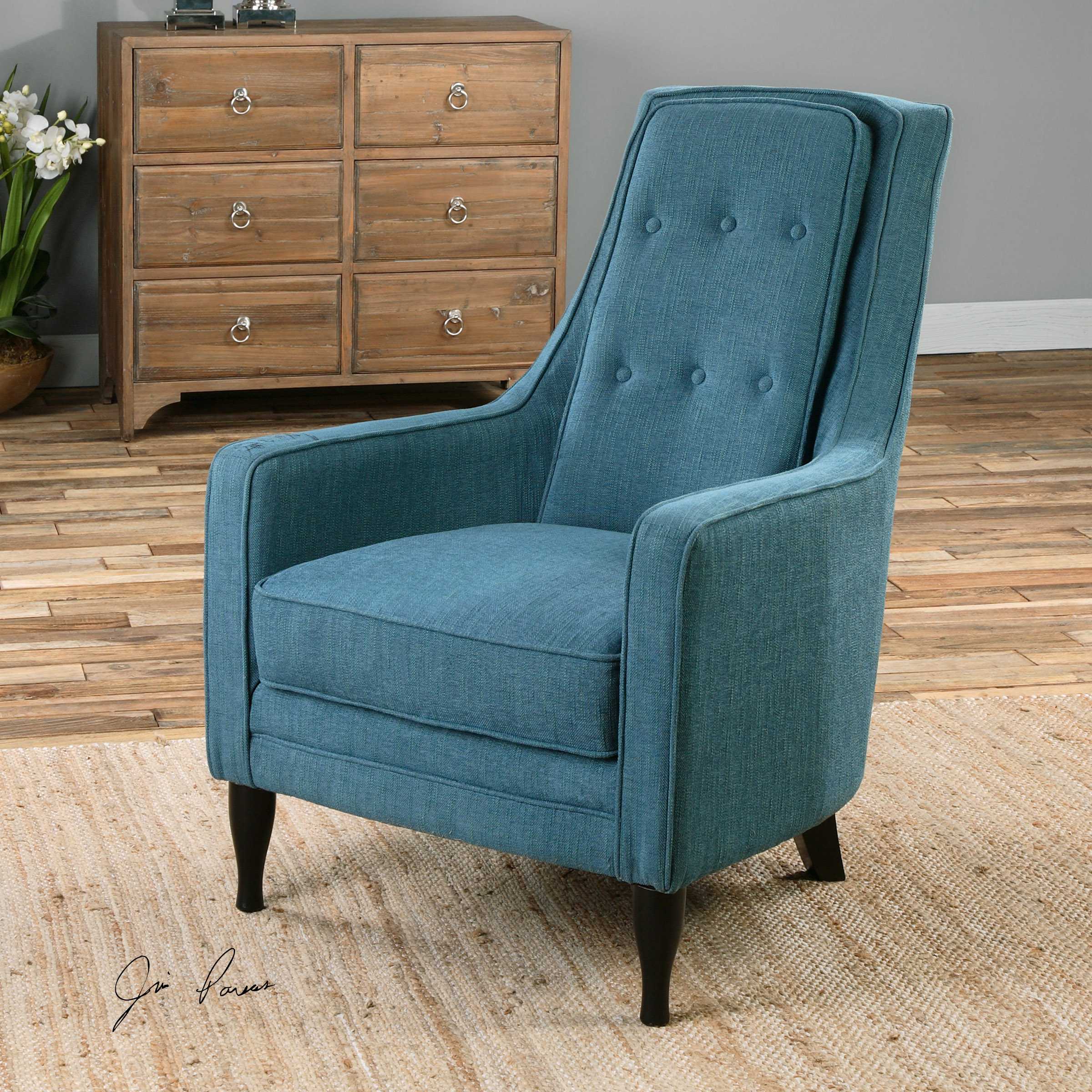 Uttermost Katana Peacock Blue Accent Chair | UT23192