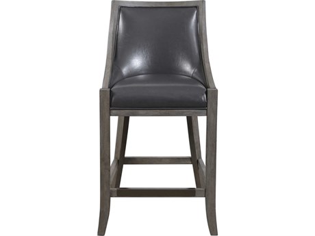 Uttermost Elowen Leather Ply Wood Steel Gray Counter Stool