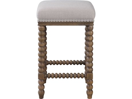 Uttermost Pryce Upholstered Rubberwood Beige Linen Counter Stool