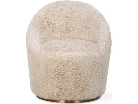 Uttermost Crue Swivel White Faux Sheepskin Accent Chair