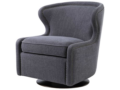 Uttermost Biscay Swivel Gray Fabric Accent Chair