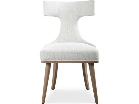 Uttermost Klismos Oak Wood White Upholstered Side Dining Chair Set of 2