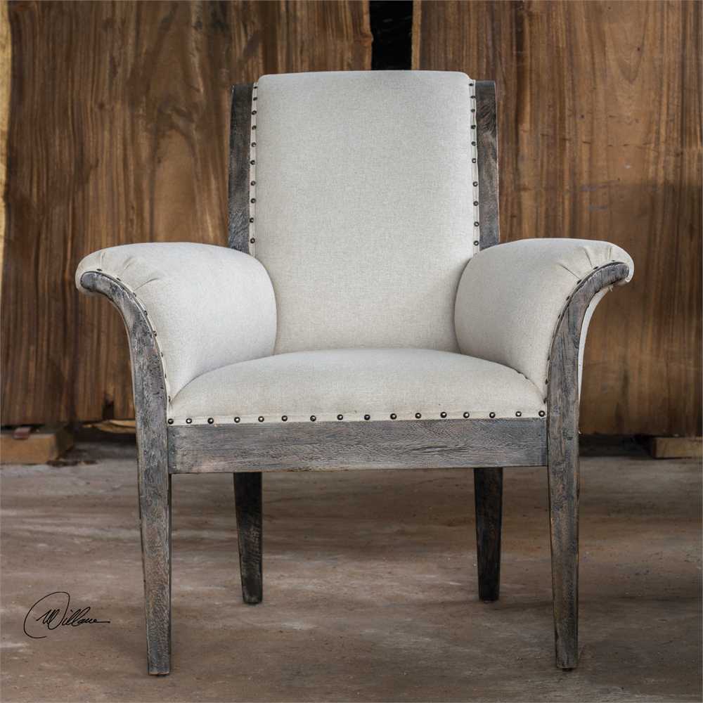 Uttermost Cahira Driftwood & Antique White Accent Chair ...