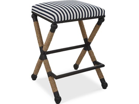 Uttermost Braddock Upholstered Crisp Navy Cream Bar Stool