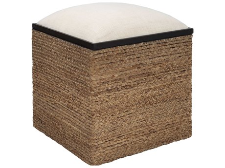 Uttermost Island Natural Brown Upholstered Accent Stool