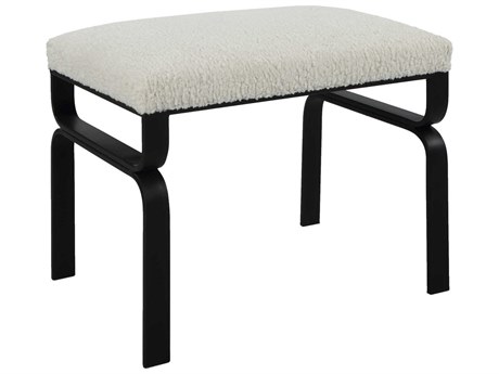 Uttermost White Black Upholstered Accent Stool
