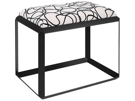 Uttermost Stone Gray Black Upholstered Accent Stool
