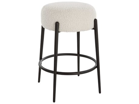 Uttermost Arles Upholstered Hardwood White Satin Black Counter Stool
