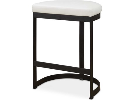 Uttermost Ivanna White Matte Black Faux Leather Counter Stool
