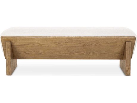 Uttermost Wedged Ivory Oak Beige Upholstered Accent Bench