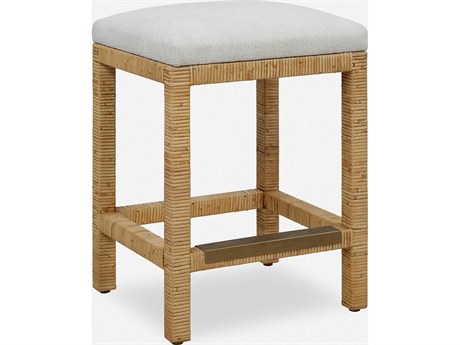Uttermost Muriel Off White Natural Upholstered Rattan Counter Stool