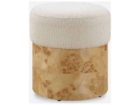 Uttermost Swirls Ivory Maple Beige Upholstered Ottoman