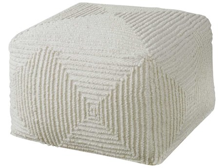 Uttermost Sovanna Geometric Soft Ivory White Upholstered Pouf