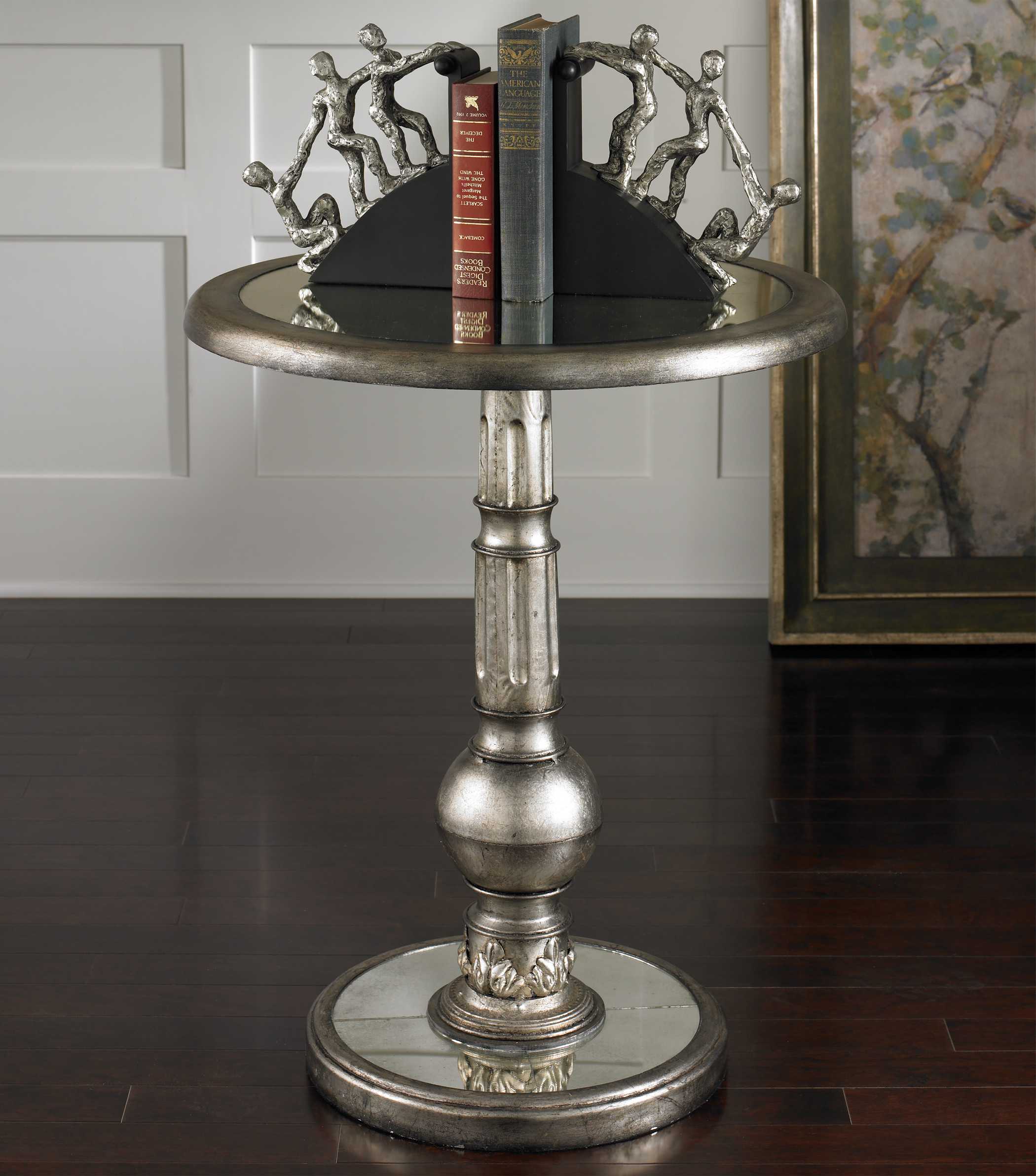 Uttermost Baina 24 Round Silver Pedestal Table UT24003