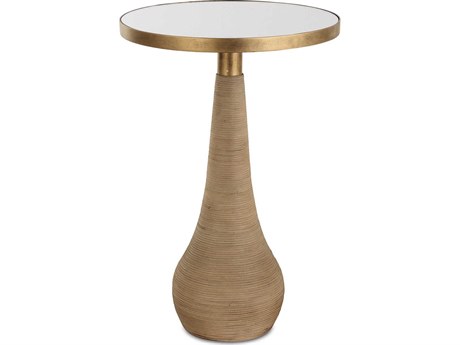 Uttermost Terra Round Glass Natural Antique Brass End Table