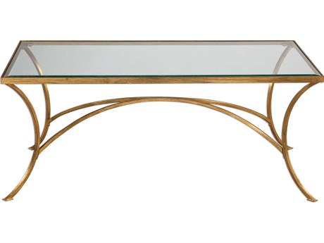 Uttermost Alayna Rectangular Glass Antique Gold Leaf Coffee Table