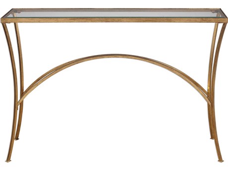 Uttermost Alayna Gold Rectangular Glass Antique Leaf Console Table