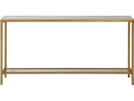 Uttermost Hayley Rectangular Glass Antique Gold Leaf Console Table