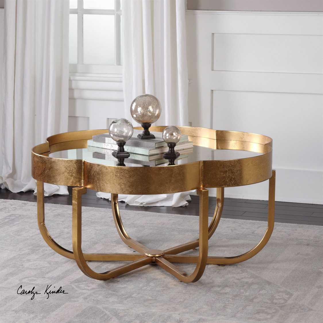 Uttermost Cydney Antiqued Gold Leaf 39'' Round Coffee Table UT24739