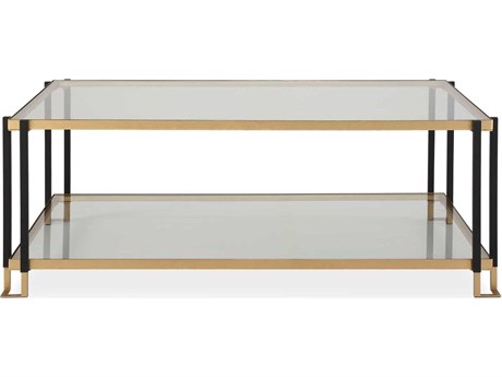 Uttermost Kentmore Rectangular Glass Matte Black Gold Leaf Coffee Table