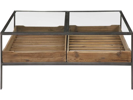 Uttermost Silas Rectangular Glass Aged Steel Coffee Table