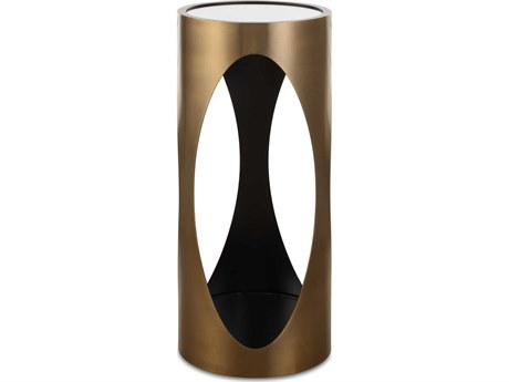Uttermost Achilles Round Glass Brushed Brass End Table
