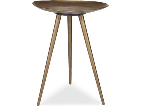 Uttermost Lily Pad Round Metal Antique Brass End Table