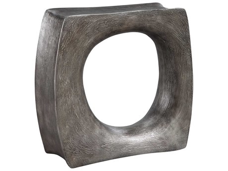 Uttermost Valira 8" Rectangular Resin Textured Antique Silver End Table