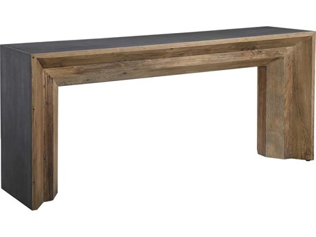 Uttermost Vail Reclaimed Wood Rectangular Concrete Natural Gray Console Table