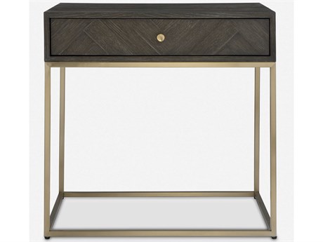 Uttermost Armistead Rectangular Wood Dark Walnut Brushed Brass End Table