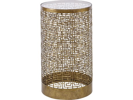 Uttermost Algernon Round Glass Antiqued Gold End Table