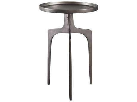 Uttermost Kenna Round Metal Textured Nickel End Table