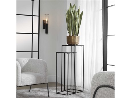 Uttermost Coreene Square Metal Aged Black End Table