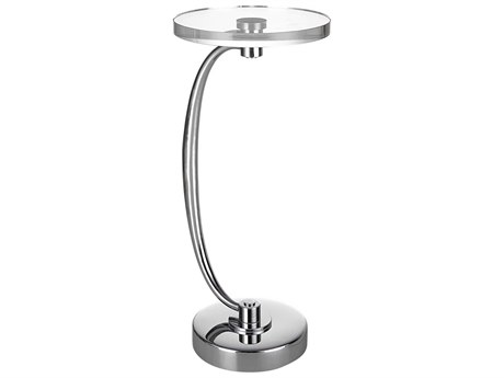 Uttermost Waveney Round Glass Polished Nickel End Table