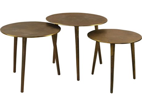 Uttermost Kasai Round Metal Antique Gold End Table